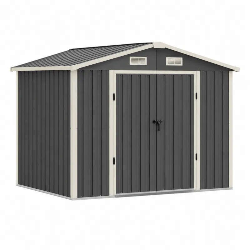 Domek ogrodowy ze stalowej blachy szaro-kremowy 213 cm x 127 cm x 185 cm