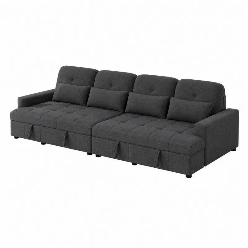 Modu?owa sofa z tkaniny poliestrowej, szara, 230x90x80 cm