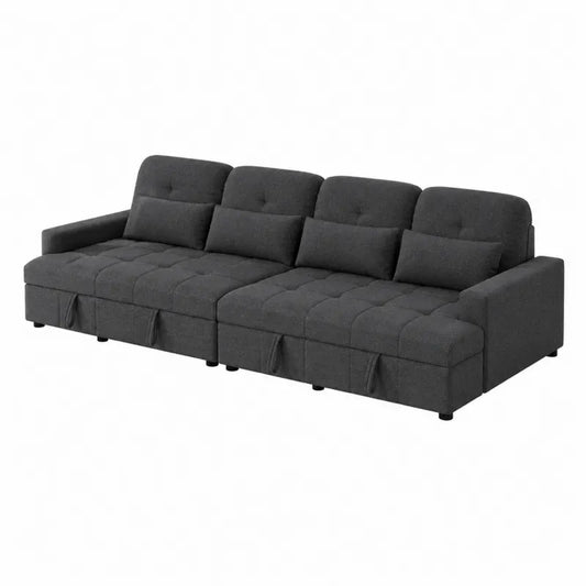 Modu?owa sofa z tkaniny poliestrowej, szara, 230x90x80 cm