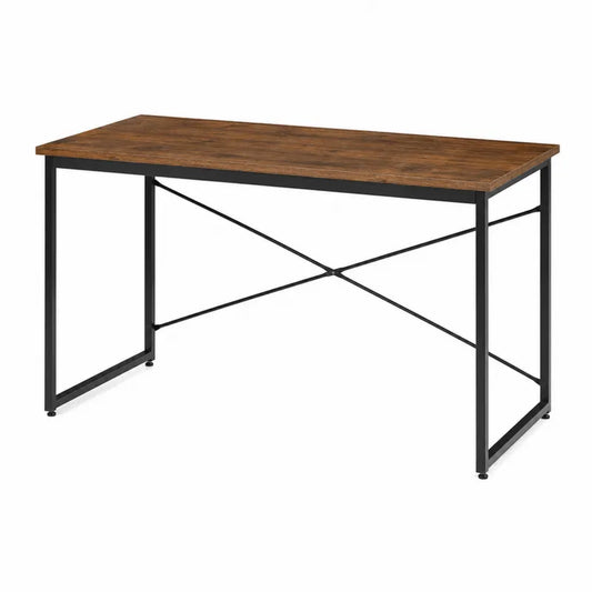Biurko drewniane z metalow? ram? 120x60x75 cm br?zowe/czarne