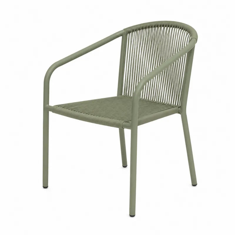 Krzes?o ogrodowe z metalu i sznurka poliestrowego, oliwkowe, 55x55x78 cm