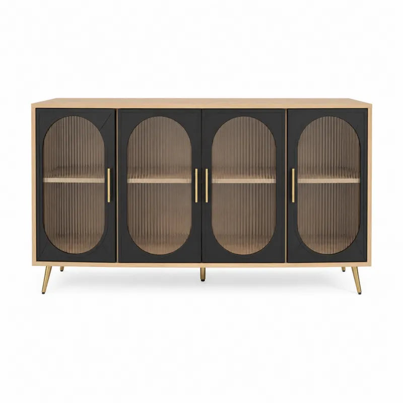 Kredens z karbowanym szk?em i z?otymi n¨®?kami 160cm