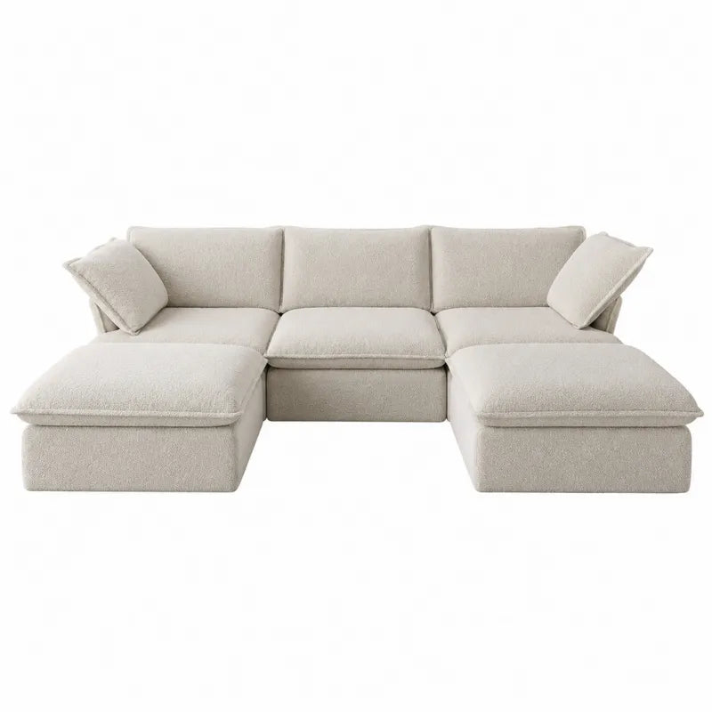 Sofa modu?owa naro?na, tkanina be?owa, 300 cm